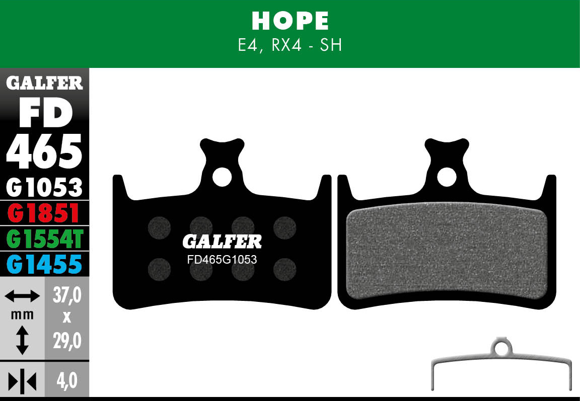 Hope FD465 Brake Pads - Semi-Metallic Compound For Reliable Bicycle Braking Performance